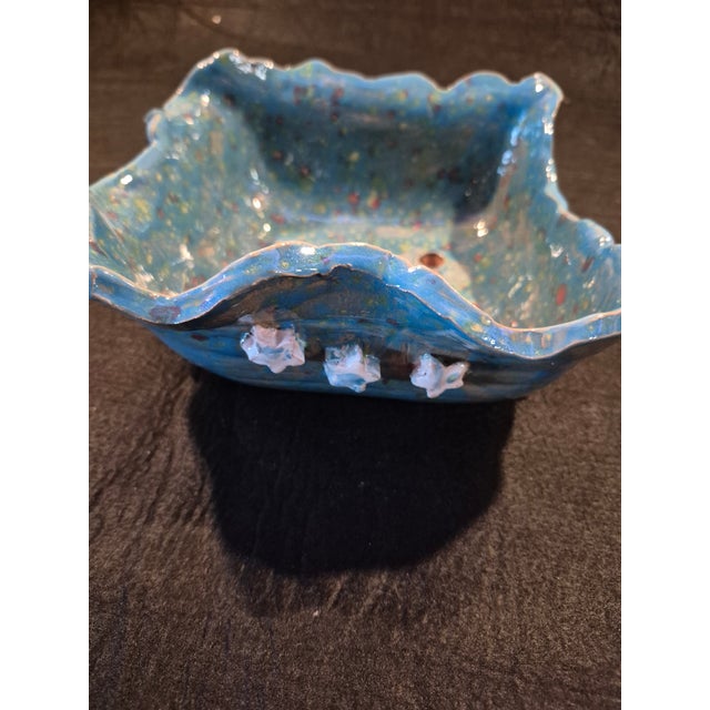 Contemporary Handmade Blue Glazed Bonsai Pot For Sale - Image 3 of 8