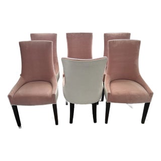 Set of 6 Blush Velvet Dining Chairs by Mitchell Gold & Bob Williams For Sale