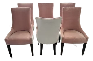 Set of 6 Blush Velvet Dining Chairs by Mitchell Gold & Bob Williams
