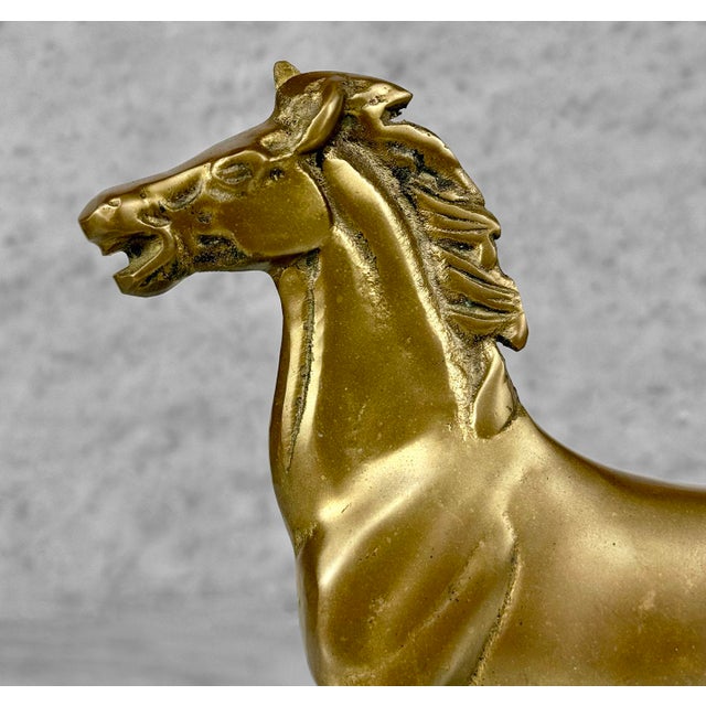 Metal Vintage Traditional Brass Show Horse Ranch Equestrian Sculpture For Sale - Image 7 of 9