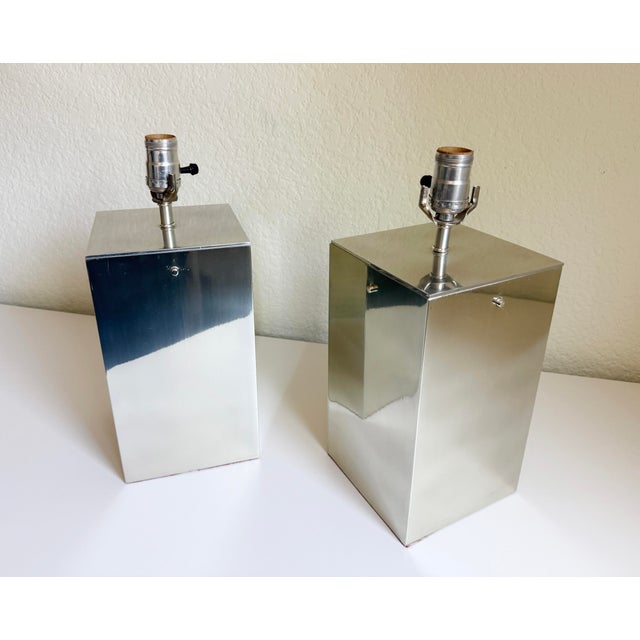 1970s 1970s Habitat Modernist Polished Aluminum Lamps, a Pair, Attributed For Sale - Image 5 of 10