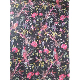 10 Yds Vintage Black Chinoiserie Cotton Velvet Fabric For Sale