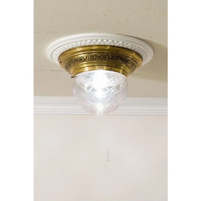 Gold Art Nouveau Lamps in Brass with Grinded Glass Lampshade, 1890s, Set of 2 For Sale - Image 8 of 11