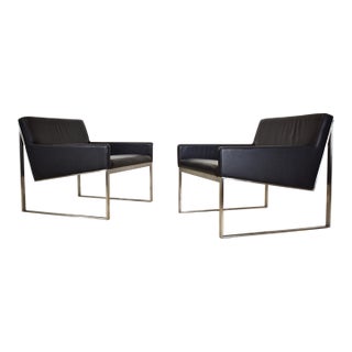 Contemporary Fabien Baron for Bernhardt Design B3 Leather Lounge Chairs – A Pair For Sale