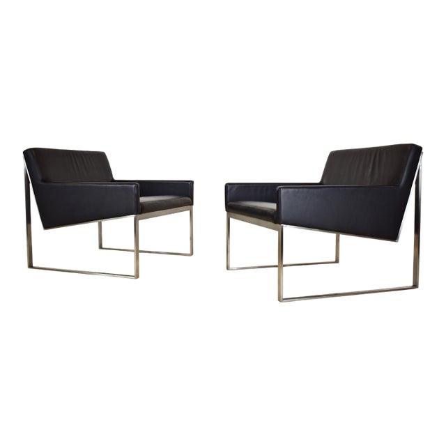 Contemporary Fabien Baron for Bernhardt Design B3 Leather Lounge Chairs – A Pair For Sale