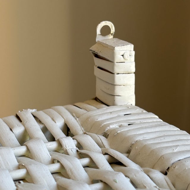 Mid-20th Century White Wicker Hanging Wall Shelf For Sale - Image 9 of 11