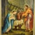 A naturalistic oil painting depicting joseph, maria and the holy child in the barn of bethlehem. Oil painting on canvas...