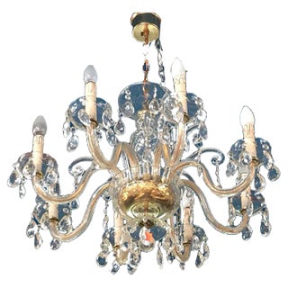 Crystal Hand-Cut 8-Light Chandelier, 1960s For Sale