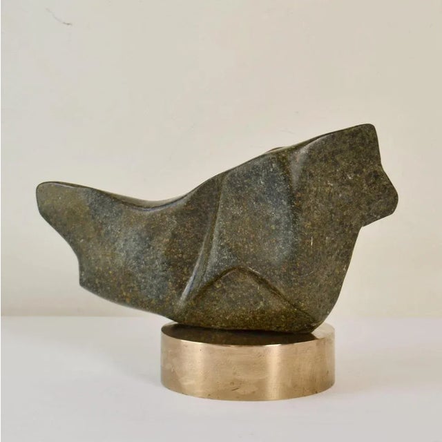 Sculpture Moss Green Marble on Bronze Plinth by Alice Ward, 1960s For Sale - Image 3 of 9