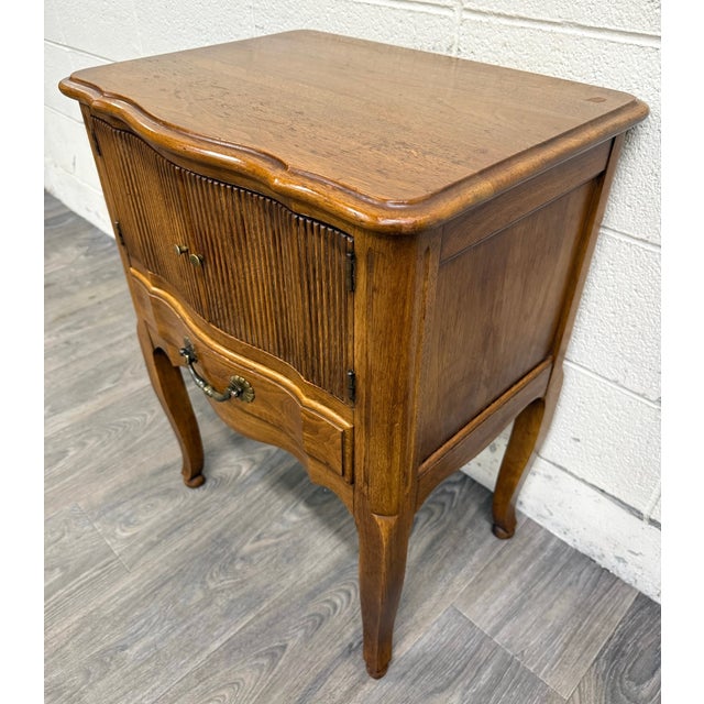 Vintage Davis Cabinet Company French Country Oak Nightstand Side Table For Sale - Image 9 of 11