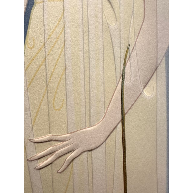 Erté “Devotion” Hand-Signed Embossed Art Deco Serigraph With Foil, 1987, Custom Framed For Sale - Image 10 of 18