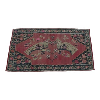 1900 Animal Style Design Flat Weave Kilim Rug For Sale