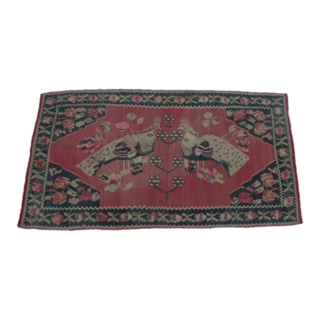 1900 Animal Style Design Flat Weave Kilim Rug For Sale
