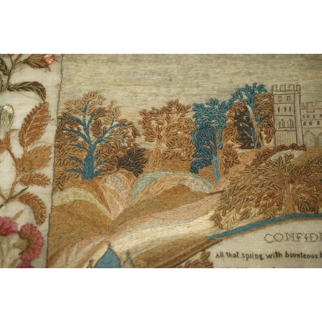 Antique William IV Needlework Stumpwork Sampler with Hardwood Frame, 1834 For Sale - Image 9 of 18