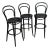 Set of 3 Modern Rendition of Black Bentwood Bar Stools by Ton For Sale