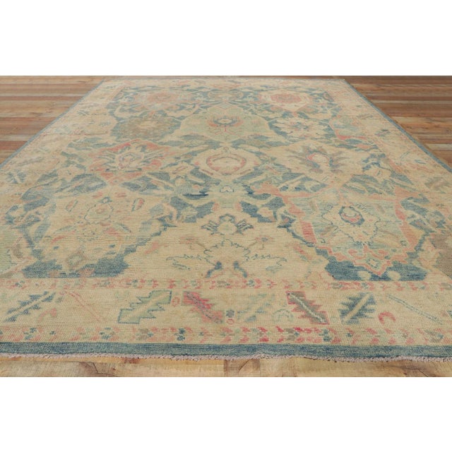 Vintage Pastel Colorful Oushak Rug - 9'00 X 12'06 For Sale - Image 9 of 11