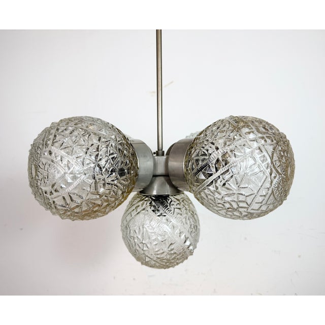 Metal Vintage Cut Glass Chandelier from Kamenický Šenov, 1960s For Sale - Image 7 of 17