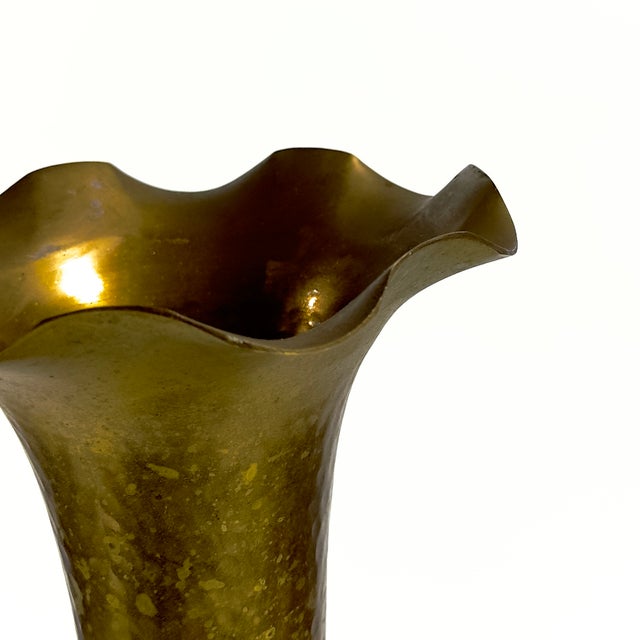 Gargantuan 30" Tall Vintage Hammered Brass Baluster Floor Vase For Sale - Image 11 of 14