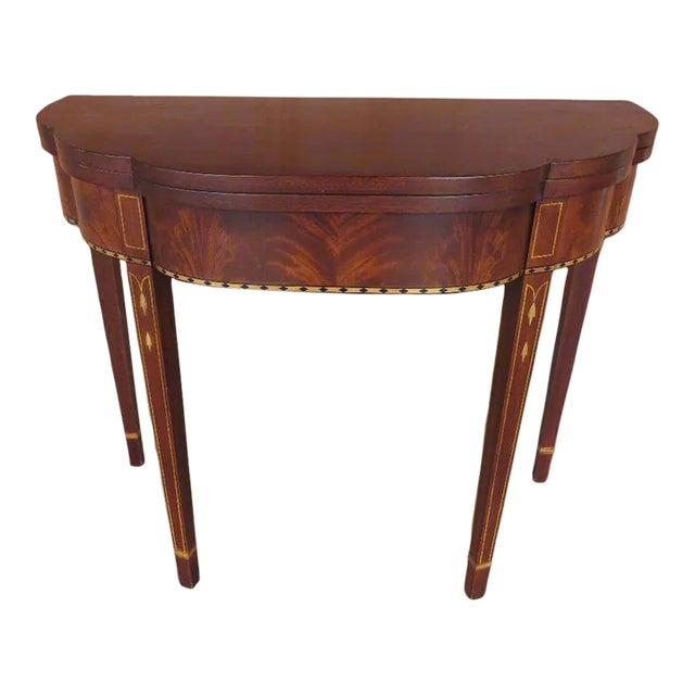 Federal Style Mahogany Inlaid Flip Top Games Table - Henkel Harris For Sale
