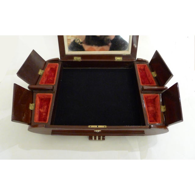 Large Mid-Century Asianf Lacquered Wood Jewelry Box with Fish, 1950s For Sale - Image 9 of 18