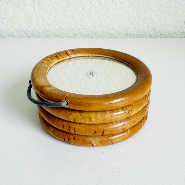 A handmade shaving box with an articulating mirrored lid. Crafted in Finland in an Art Deco style, using birch wood. The...