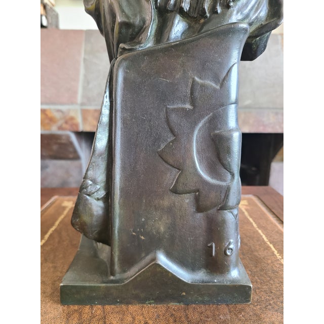 Antique 19th Century Bronze Statue Sculpture Medieval Figure Holding Scrolls For Sale - Image 15 of 18