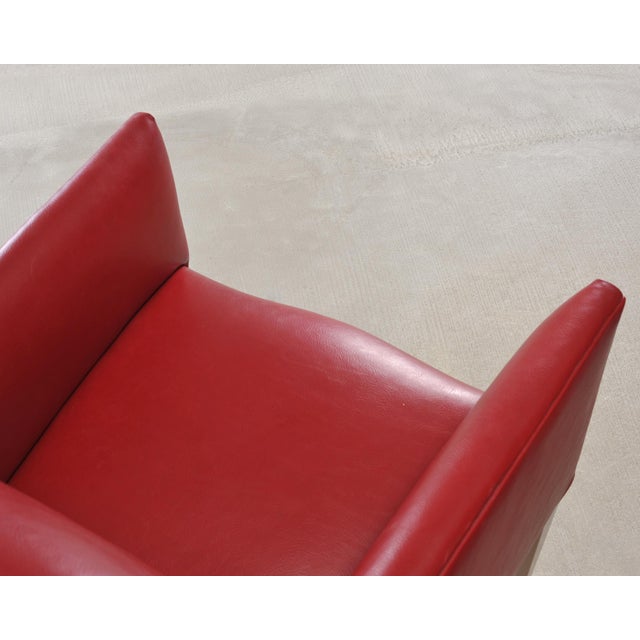 Pair of Italian Art Deco Style Red Leather Lounge Armchairs For Sale - Image 13 of 18