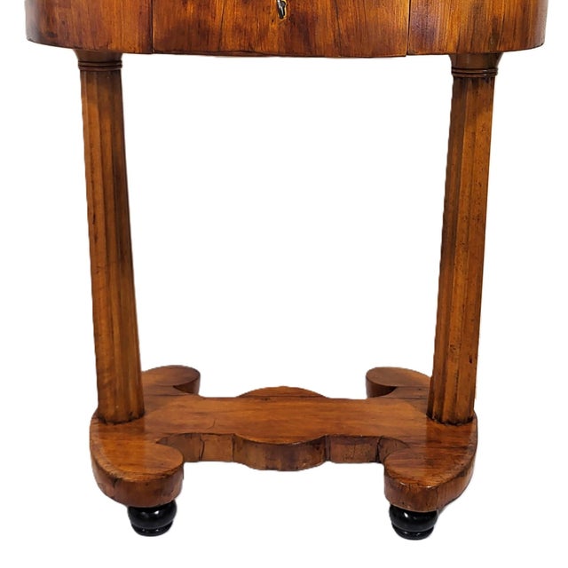 19th C Austrian / German Carved Column Biedermeier Oval Library Desk For Sale - Image 13 of 18