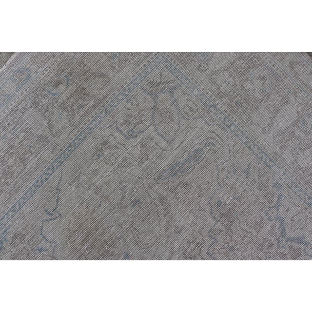 Antique Turkish Oushak Rug in Mist Blue, and Soft Grey Tones 9'10 X 13'10 For Sale - Image 12 of 12