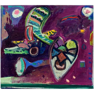Jay Milder, Abstract Composition with Heart Jay Milder Rhino Horn Oil Painting For Sale