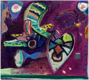 Jay Milder, Abstract Composition with Heart Jay Milder Rhino Horn Oil Painting