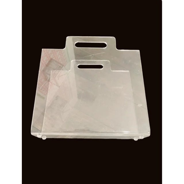 Vintage Lucite Mid Century Modern Magazine Holder Stand For Sale In West Palm - Image 6 of 7