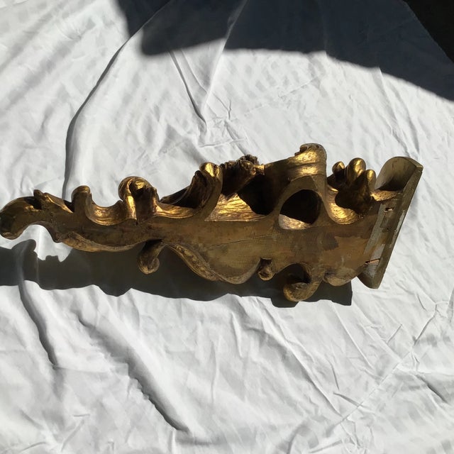 Wood Florentine Giltwood Wall Brackets Large 19th Century - A Pair For Sale - Image 7 of 12