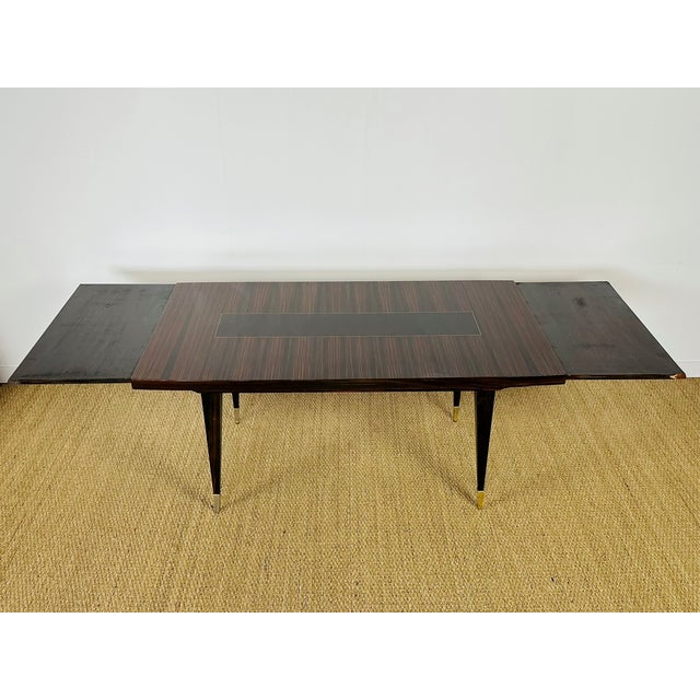 Mid-Century Modern Art Deco Macassar Ebony Extendable Dining Table, France, 1940s For Sale - Image 3 of 17