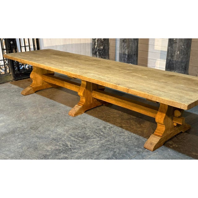 Large 4 Meter Bleached Oak Farmhouse Dining Table, 1925 For Sale - Image 12 of 18