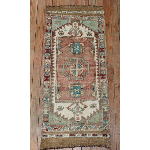Gustavian (Swedish) Vintage Zabihi Collection Turkish Mini Anatolian Rug - 1'6" x 3'7" For Sale - Image 3 of 6