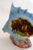 Zoomorphic nightlight, slipware fish: oval base, large light blue and gold tropical fish, hollow interior housing the...