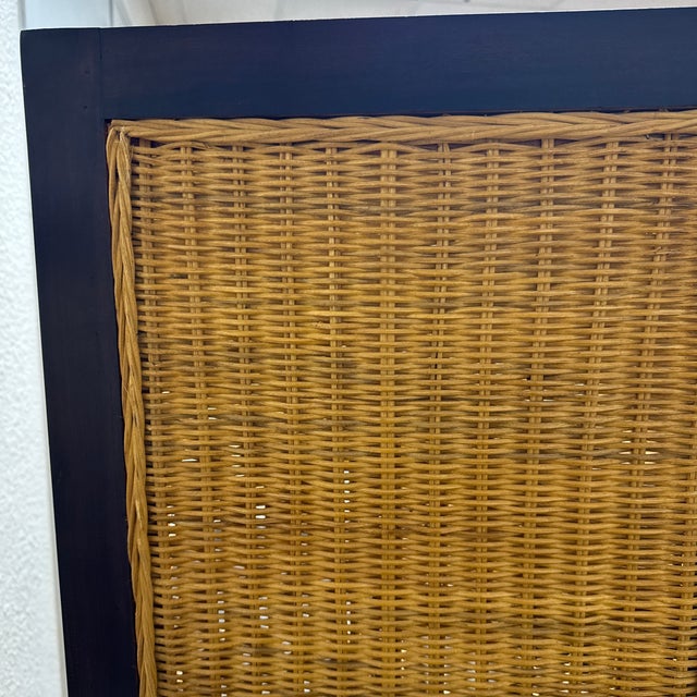 Brown Woven Rattan Four-Panel Folding Screen For Sale - Image 8 of 12