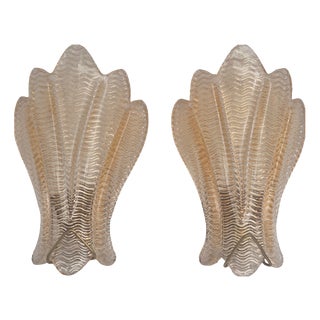 Swedish Modern Sculptural Wall Sconces in Glass attributed to Carl Fagerlund for Lyfa / Orrefors, 1950s, Set of 2 For Sale