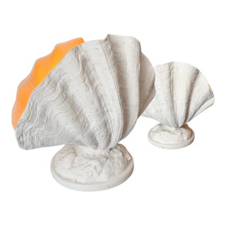 Contemporary Plaster Clam Shell Table Lamps - a Pair For Sale