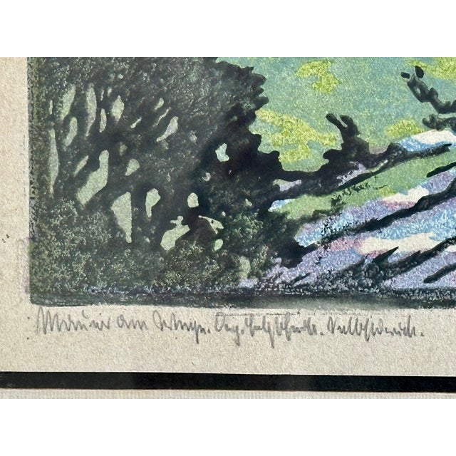 Early 20th Century Vintage Framed Early 20th Century Landscape Woodblock Print For Sale - Image 5 of 14