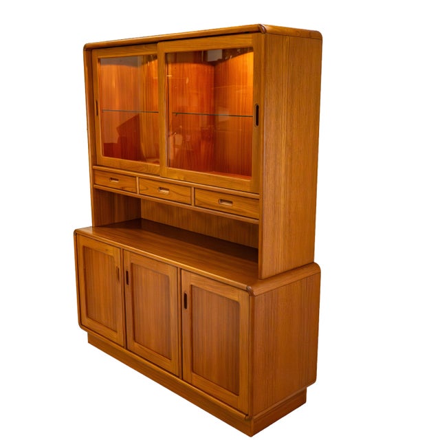 Wood Sun Cabinet Teak Hutch Display Cabinet Credenza Mid Century Modern Lighted For Sale - Image 7 of 16