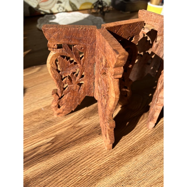 1970s Pair of Wooden Hand Carved Plant Stands For Sale In Atlanta - Image 6 of 7