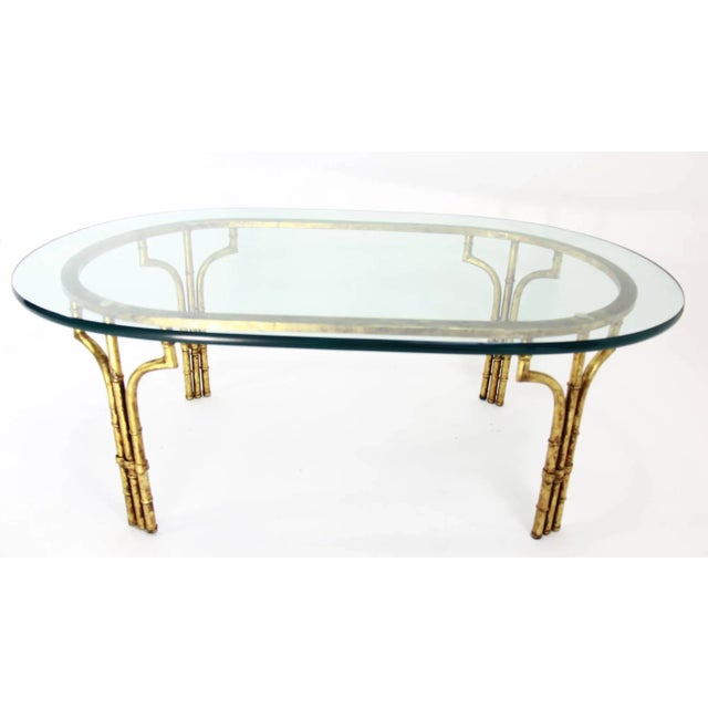 1970s Hollywood Regency Faux Bamboo Oval Cocktail Table For Sale - Image 11 of 13
