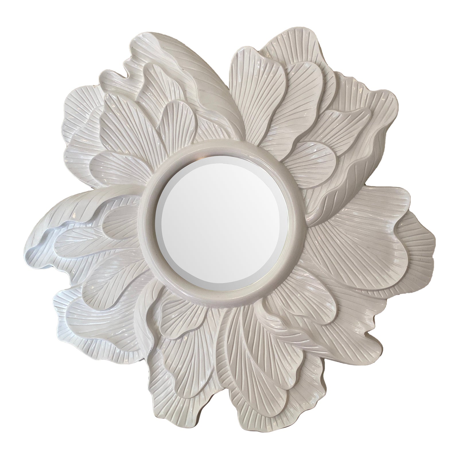Late 20th Century Palm Beach Style White Flower Mirror Chairish