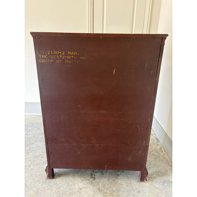 Oxblood Red Vintage Drexel “Wentworth House Group” Mahogany 5-Drawer Highboy Chest, Model No. 2130-2 - Circa 1940s For Sale - Image 8 of 8