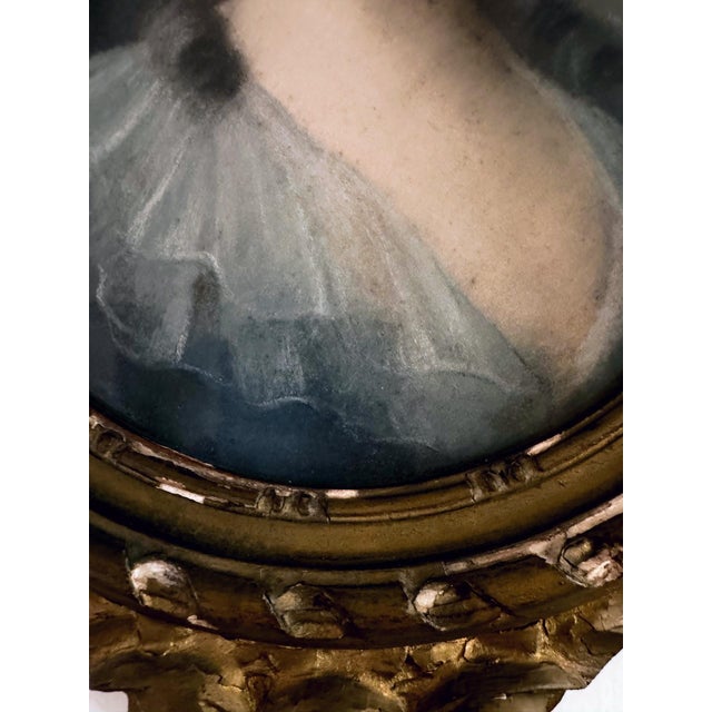 Blue Large 19th Century Pastel Portrait of a Lady For Sale - Image 8 of 11