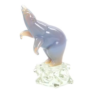 Hand Crafted / Blown Glass & Lucite Decorative Sculpture of a Standing Polar