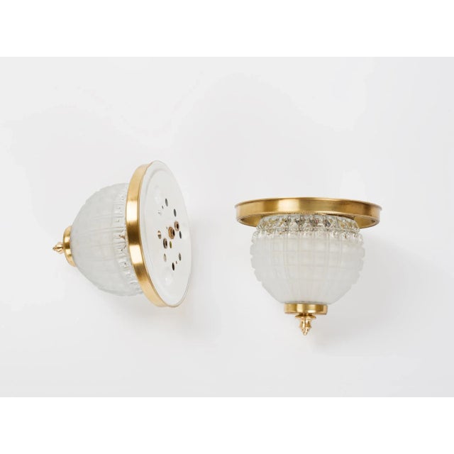 1960s 1960s Brass & Glass Ceiling Light Fixture - a Pair For Sale - Image 5 of 12
