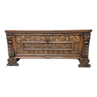 North-Italian Cassone in Walnut Wood, 1650 For Sale